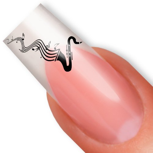 Nailart NAIL TATTOO STICKER - music / notes / saxophone - black