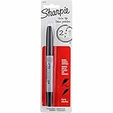 Sharpie Twin-Tip Permanent Marker, Fine/Ultra Fine Point, Black Ink, Pack of 6