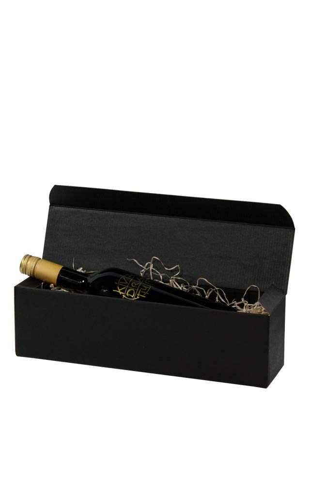 10x Flaschen Geschenkkarton Wein - Schwarz - für 1 Flasche - Verpackung in hochwertiger Leinenoptik