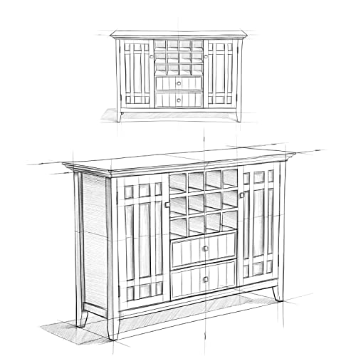 Simplihome AXCBED-04-WH Bedford Solid Wood 54 Inch Wide Transitional Sideboard Buffet And Wine Rack In White thumb #9