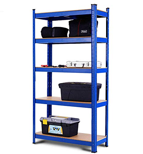 Autofather Metal Racking Heavy Duty 5 Tier Industrial Shelving Unit Rack, Single Pack Garage Storage Shelves, 59" X 28" X 12" Shelving For Garages And Sheds, 2 Year Warranty, Blue #TOP29