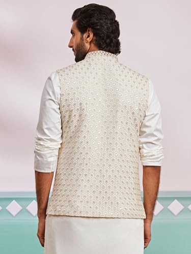 Image of VASTRAMAY Men's Embroidered Nehru Jacket - Festive Ethnic Waistcoat for Festive, Wedding, Party & Traditional Occasion Outfit