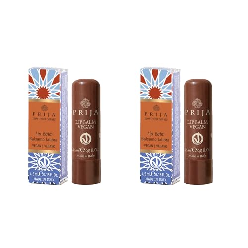 Prija Bálsamo Labial Vegano con Aceite de Jojoba, Manteca de Karité y Cera de Girasol, Cuida Tus Labios de Forma Natural, Bálsamo Labial Hidratante en Barra 2 x 4.5ml