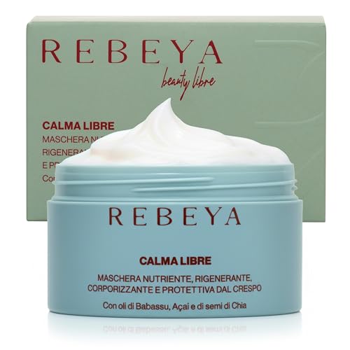 Rebeya Maschera Capelli Calma Libre - Maschera Nutriente Capelli Rigenerante Anti-Crespo con Olio di Babassu Chia e Acaí per Capelli Luminosi Setosi e Protetti dall’Inquinamento Urbano - Made in Italy