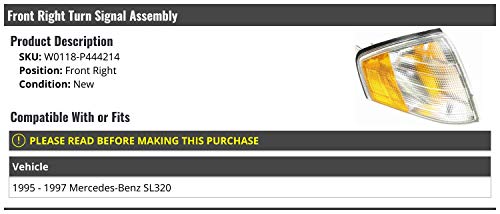 Front Right Passenger Side Turn Signal Assembly - Compatible with 1995-1997 Mercedes-Benz SL320