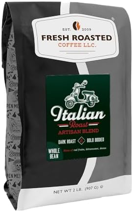 Fresh Roasted Coffee, Italian Roast Whole Bean Coffee, Dark Roast, Kosher, 2 lb (32 oz)