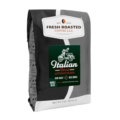 Fresh Roasted Coffee, Italian Roast Whole Bean Coffee, Dark Roast, Kosher, 2 lb (32 oz)