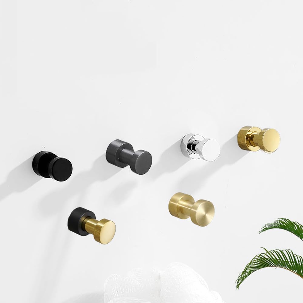Ganchos para batas Percha para ropa de latón Decoración pequeña para el hogar Gancho para toallas a prueba de herrumbre Perchero para llaves Accesorios de baño, 5 piezas negro
