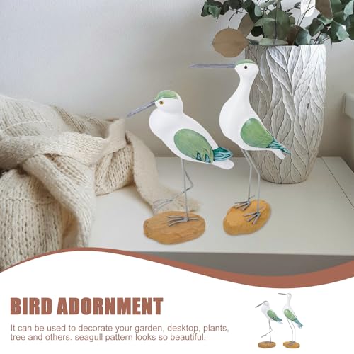 Figurita de Gaviota de Madera Decorativa Verde 2 Piezas miniatura 6
