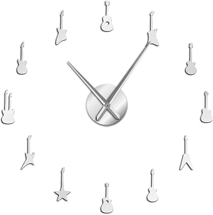 Guitar Variety Music DIY Giant Wall Clock Music Room Decor Frameless Big Needles Large Wall Clock Rock n Roll Guitar Wall Watch (Color : 27, Sheet Size : 37 Inch) : Amazon.co.uk: