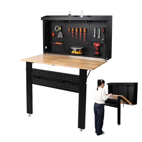 Wall Mounted Workbench, Space-Saving Foldable Work...
