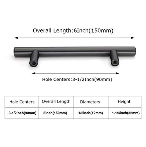 Image of homdiy 3.5 inch Cabinet Handles Black Drawer Pulls - HD201BK Modern Cabinet Pulls Cabinet Hardware for Kitchen Cabinets, 10 Pack Stainless Steel Cupboard Handles