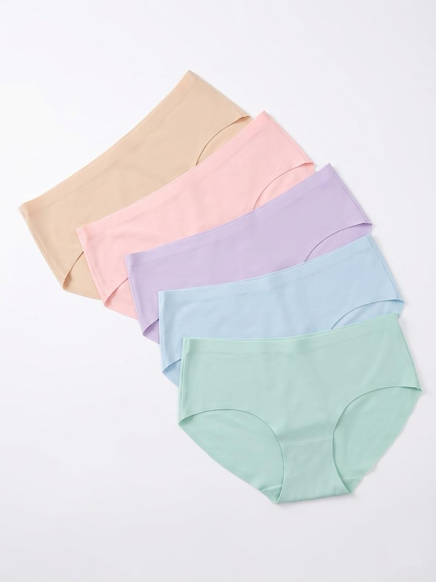 Seamless Panties Mid Waist Briefs Underwear for Women Seamless Panties Plus Size Pack of 6-image-29