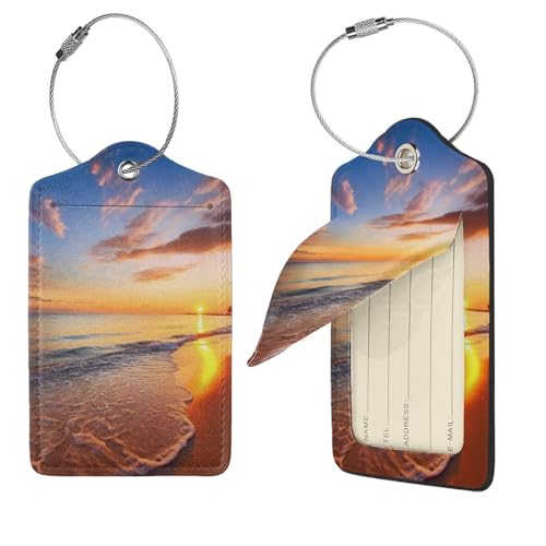 Étiquettes de bagage cuir tropical pour vos vacances d'été