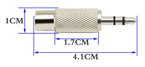 zdyCGTime RCA to 3.5MM Audio Adapter Metal 3.5mm (1/8 Inch) Stereo Plug Male to RCA Female Jack Adaptor Connector(Silver)(2 Packs, 3-Pole) - Thumbnail 2