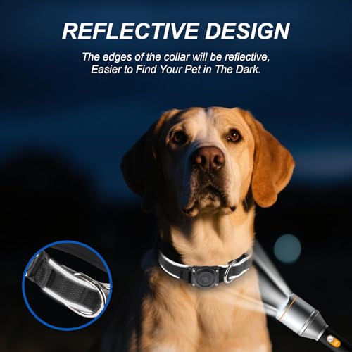 Waterproof Airtag Dog Collar - Nylon Collar with Durable Airtag Holder, Reflective&Anti-Lost with Safety Metal Buckle, Soft Padded Adjustable for Small Medium Large Dogs Black S by sucegi - Image 5