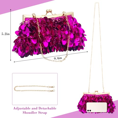 Image of Sparkly Evening Clutch Purse for Women Elegant Sequined Party Bag, Glam Wedding, Prom, Cocktail Night Out Clutch