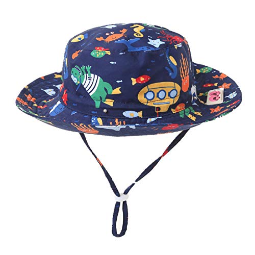 Image of Home Prefer UPF50+ Wide Brim Sun Hat Boys Girls Sun Protection Hat Zoo Beach Swim Safari Bucket Hat for Baby Toddler Kid
