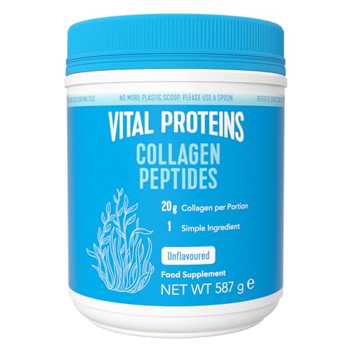 Vital Proteins Péptidos de Colágeno, complemento alimenticio en polvo, colágeno hidrolizado (Tipo I, III), sin sabor, para la piel, cabello, uñas, sin gluten, 20 g por dosis, 587g