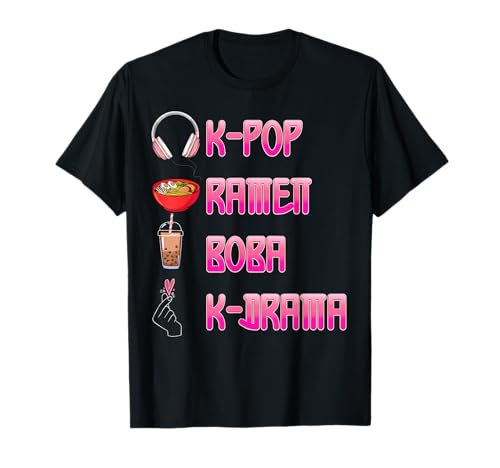 Kawaii K-Pop Ramen Boba Bubble Tea K-Drama Lover- Filles T-Shirt