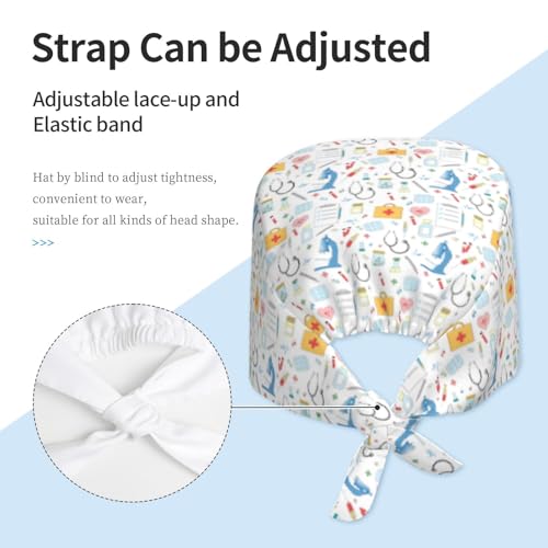 Image of Surgical Caps Men Women, Scrub Cap with Sweatband Adjustable