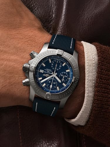 Bracelet montre cuir nylon Breitling Avenger Blackbird style pilote