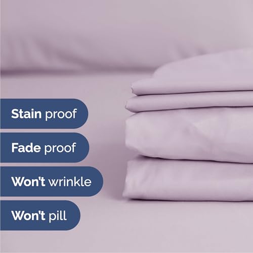 Image of Cal King 6 Piece Bed Sheet Set - Soft & Cooling Sheets - Light Lavender | Ultra-Soft Hotel Luxury Bedding Set with 8-16 Inch Deep Pockets, 1 Flat & 1 Fitted Sheet & 4 Pillowcases, Wrinkle & Fade Free