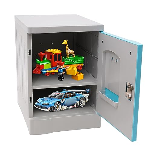 FALUSHAN Lockable Storage Cabinet, 2-Tier File Cabinet Storage Cabinet Desktop Drawer Organizer Freestanding Metal Locker Cabinet with Lock for Homes, Offices,Schools,Storage Rooms (Blue)