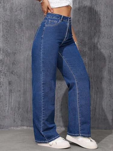 Image of KOTTY Women's High-Waist Button Relaxed Fit Casual Ankle Length Stylish Jeans