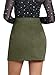 Ezcosplay Women Faux Suede Sexy Mini Skirt with Slit High Waisted Zipper Back Pencil Bodycon Short Skirts Army Green