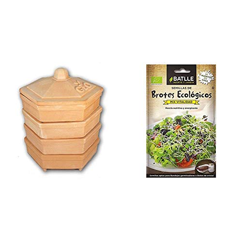 GEO - Germinador en Barro, Muy espaciosa para Tener Muchos brotes Distintos + Semillas Ecológicas Brotes - Brotes ecológicos de Mix vitalidad - Batlle