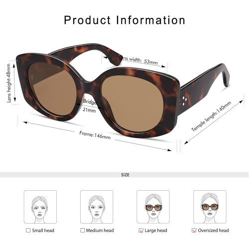 Retro Square Sunglasses for Women Polarized Oval Lens Round Oversized Womens Sun Glasses AP37134