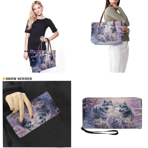Image of Top Handle Purse for Women, Large Tote Handbag With PU Wallet Set