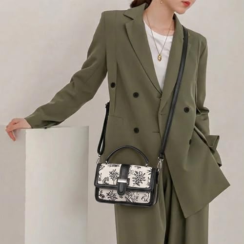 Image of EXOTIC Rosetta Structured Sling Bag for Women | Printed Panel Handbag with Top Handle & Detachable Crossbody Strap | Multi-Compartment Satchel Purse