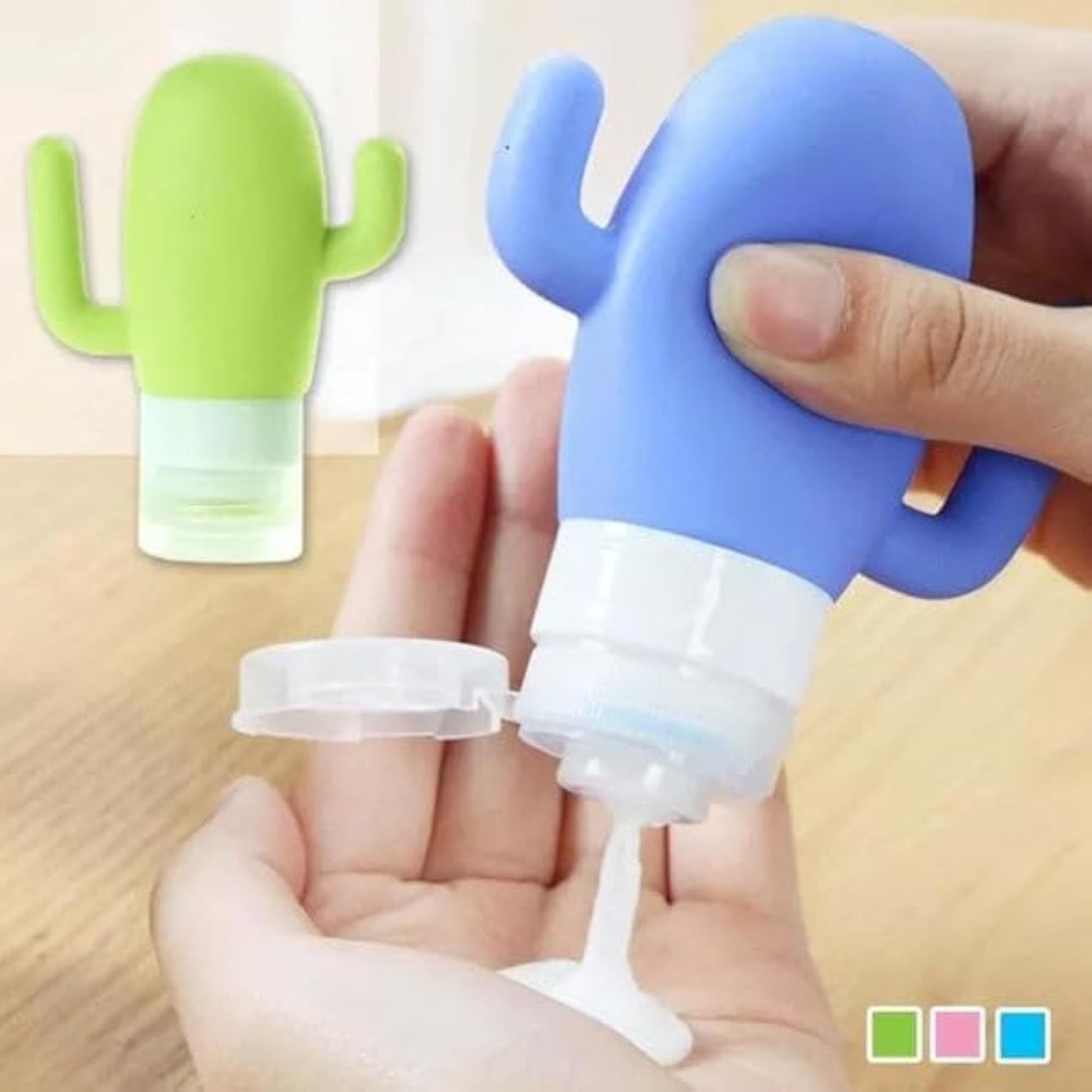 Portable Silicone Travel Bottle Set with Cactus Design