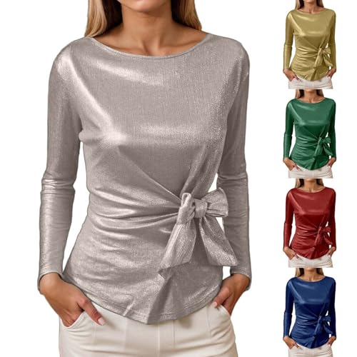 Haut à paillettes grande taille chic avec nœud pour le Nouvel An