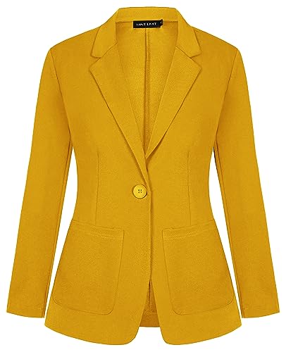 MINTLIMIT Yellow Blazer Jacket for Women Long Sleeve Notched Lapel Button Pockets Blazer Suit Cardigan(Yellow, S)