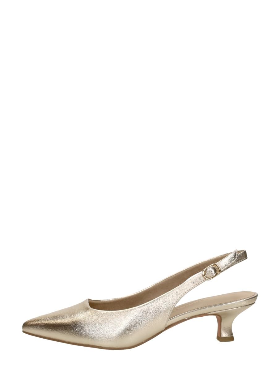 MARCO TOZZI Women's Pumps Soft Feel Me Footbed Soft Lining Vegan Synthetic, Metallic (Gold), 5.5 UK