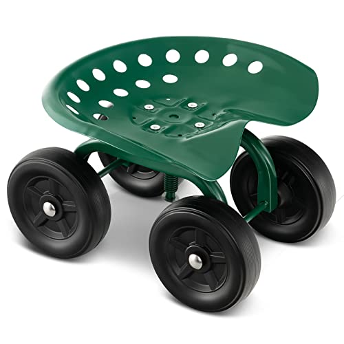 Goplus Garden Cart with Wheels, Utility Stool Cart...