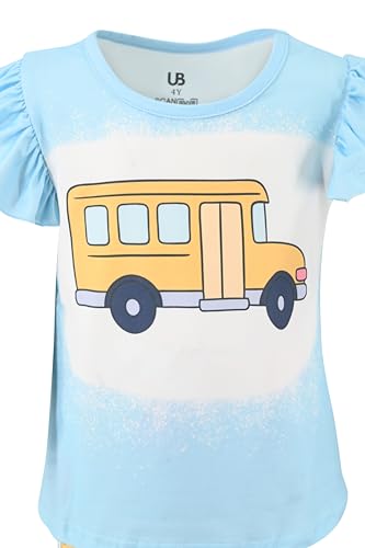 Image of Unique Baby 2 Piece Girls Double Bell Bottom Leggings Outfit with Short Sleeved Shirt Kid and Toddler Clothes Set
