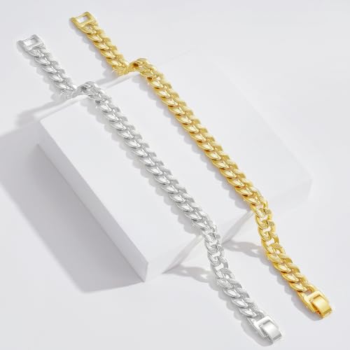 Image of KissYan Gold Ankle Bracelets for Women, 14K Gold Plated Cuban Anklets | Chunky Cuban Link Foot Chain for Large Ankle, Adjustable Plus Size Anklet, Trendy Summer Beach Foot Jewelry Gift