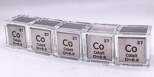 Image of 1 inch 25.4mm Cobalt Metal Cube Co up to 99.9% Pure Periodic Table Element Engraved Density Collection Science Education Display Block Cube + Acrylic Case Box - 1PC