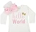 Posh Peanut Hello World Infant Baby Gown Layette Soft Sleeper Newborn Girl's Soft Beanie Girl Outfit White Gold