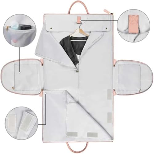 Foldable Travel Bag,Convertible Garment Duffel Bag for Travel,Stylish Carry On Garment Bag,2 in 1 Foldable PU Leather Duffle Bag (Pink)4