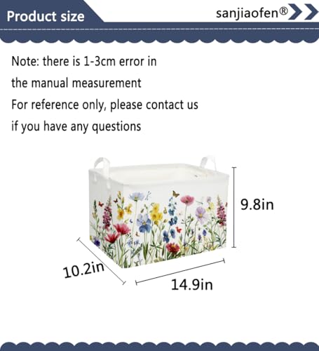 Image of Rectangular Kids Baskets,Flower Basket.Cute Bins for Girls, Butterfly Basket with Handles.Books Basket,Gifts Bin. (Flower cluster)