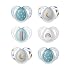 Tommee Tippee Night Time Pacifier, 6-18 Months, Symmetrical Silicone Baglet, BPA-Free Binkies, Glow in The Dark Technology, Blue Rainbow, Pack of 6