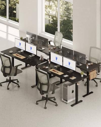 Image of FLEXISPOT 71x32 Inch Electric Large Standing Desk for Home & Office, Spacious Splice Board Desk with Cable Management & Organizer, Cup Holder & Hook, Black
