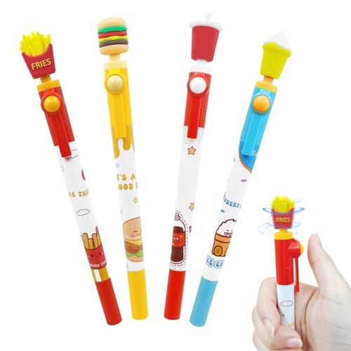 Yeefunjoy 4pcs Cartoon Fidget Pens Set, Novelty Kids Pens Cartoon Unisex Pen Black Ink Cute Pattern Silicone Head Suitable for Writing Signature Pen School Supplies for Children Stationery Gifts