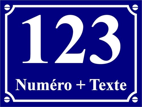 Plaque de rue décorative en aluminium personnalisé personnalisable avec Numéro de maison et texte - Idée cadeau (Bleu, 20x30cm)