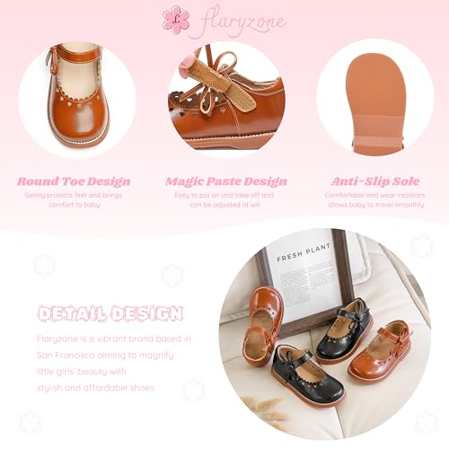Image of Flaryzone Toddler Little Girl Mary Jane School Uniform Oxfords Flat Dress Shoes